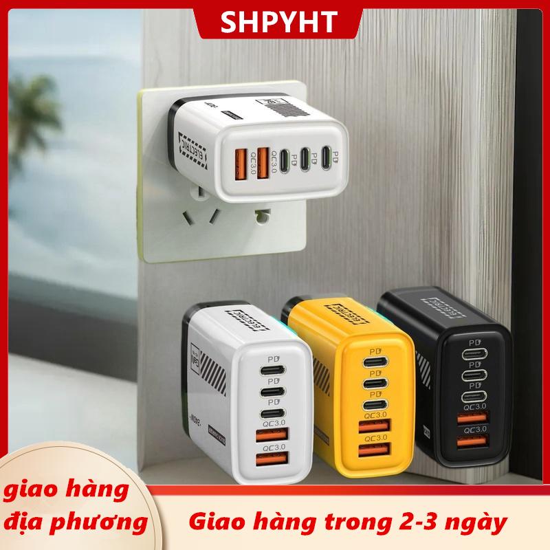 [COD] SHPYHT Giao hàng địa phương 240W 5 Cổng Điện Thoại Di Động Sạc 2 USB 3 Loại C Nhanh Chóng Sạc Pd QC 3.0 Nhanh Chóng Sạc Tường Adapter Chúng Tôi EU Cắm Cho Xiaomi