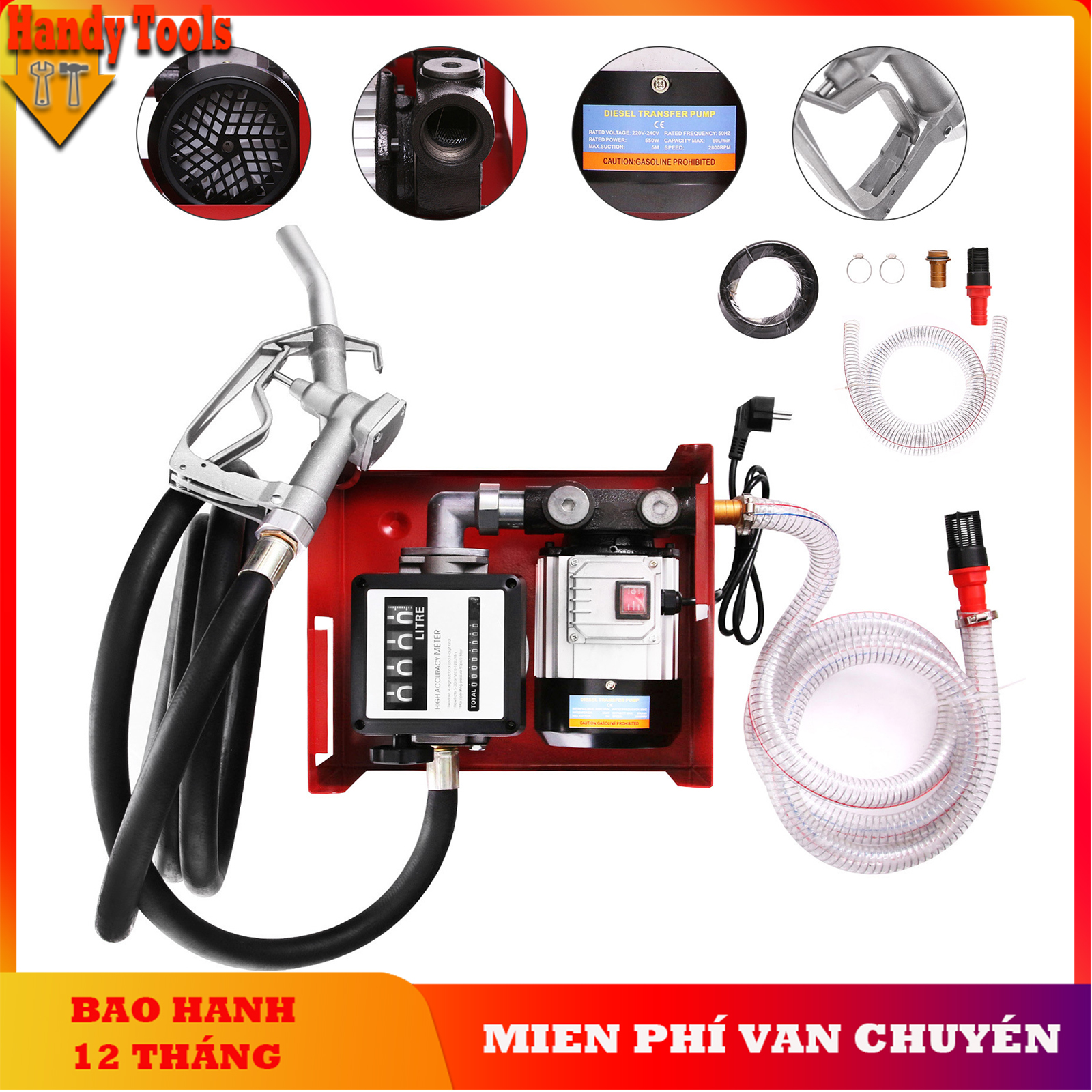 220V 550W Diesel Oil Pump Set - 80L/Min, Industrial Portable Pump, Used in Car Garages Giá 4,139,000 Đồng*Miễn phí vận chuyển