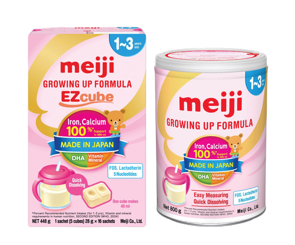 Combo Sữa dạng thanh Meiji Growing Up Formula EZcube 448g và Sữa dạng bột