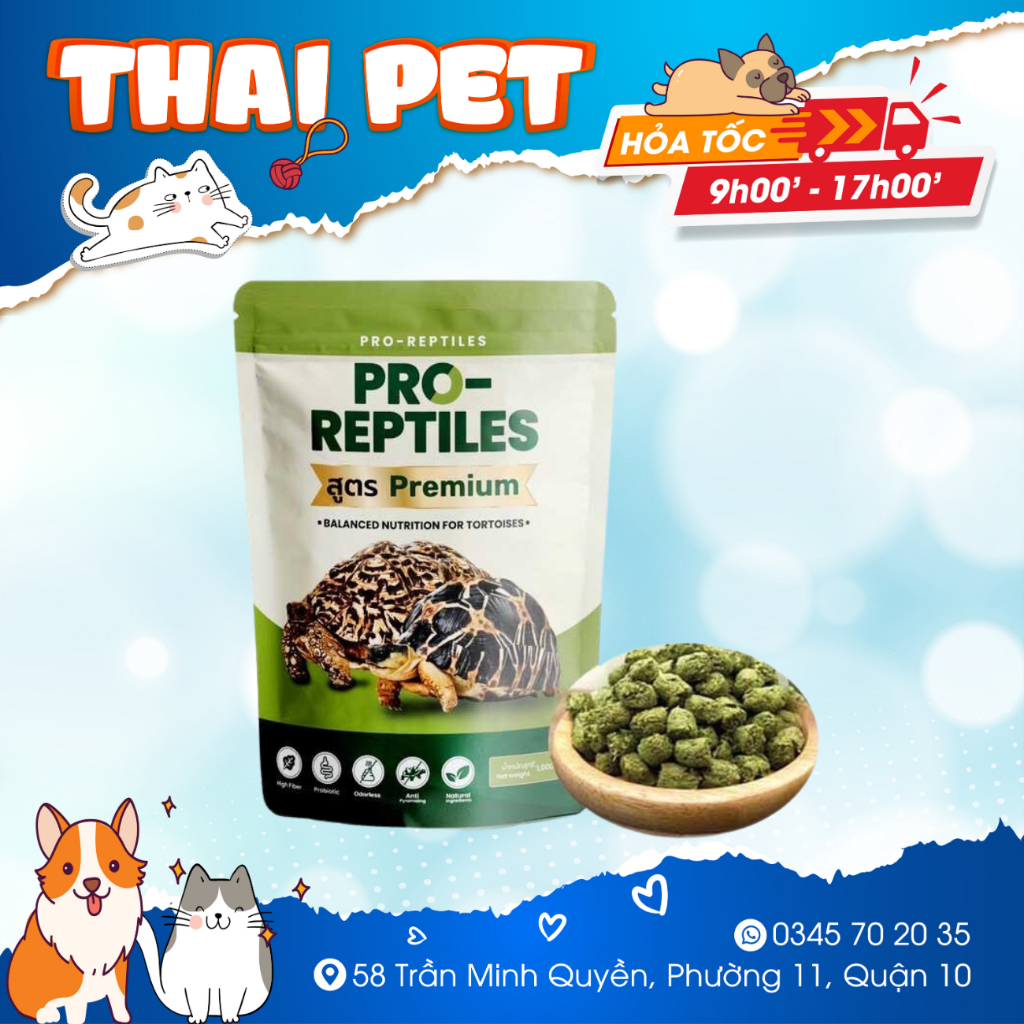 Thức Ăn Rùa Cạn Pro-Reptile 1kg Rùa cạn Rùa châu phi, da báo, chân đỏ, ấn độ, núi vàng