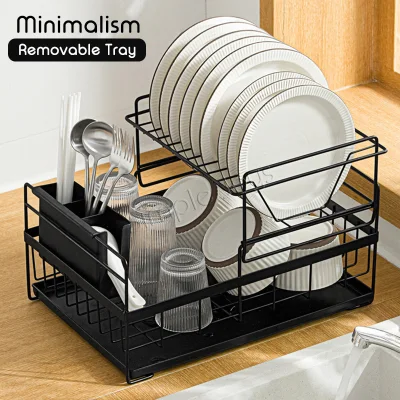 Dish Drying Rack with Removable Tray Drainer For Kitchen Countertop