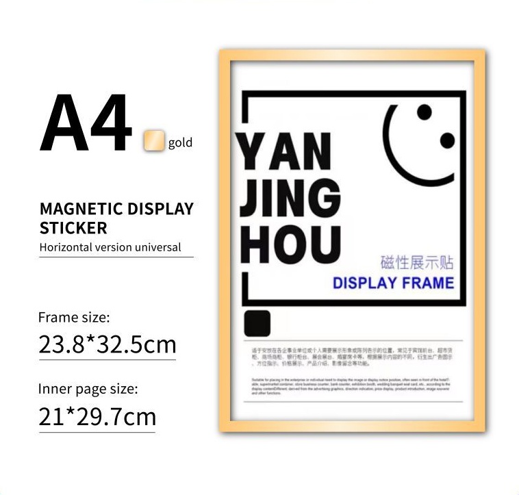 A4/A3 Magnetic Sign Holder Wall Mount Self-Adhesive Picture Poster Magnetic Display Frames Display Frames for Office Store