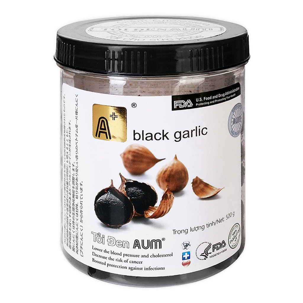 Tỏi Đen Cô Đơn Bóc Vỏ, Hũ Nhựa, Peeled Black Garlic 500g - AUM