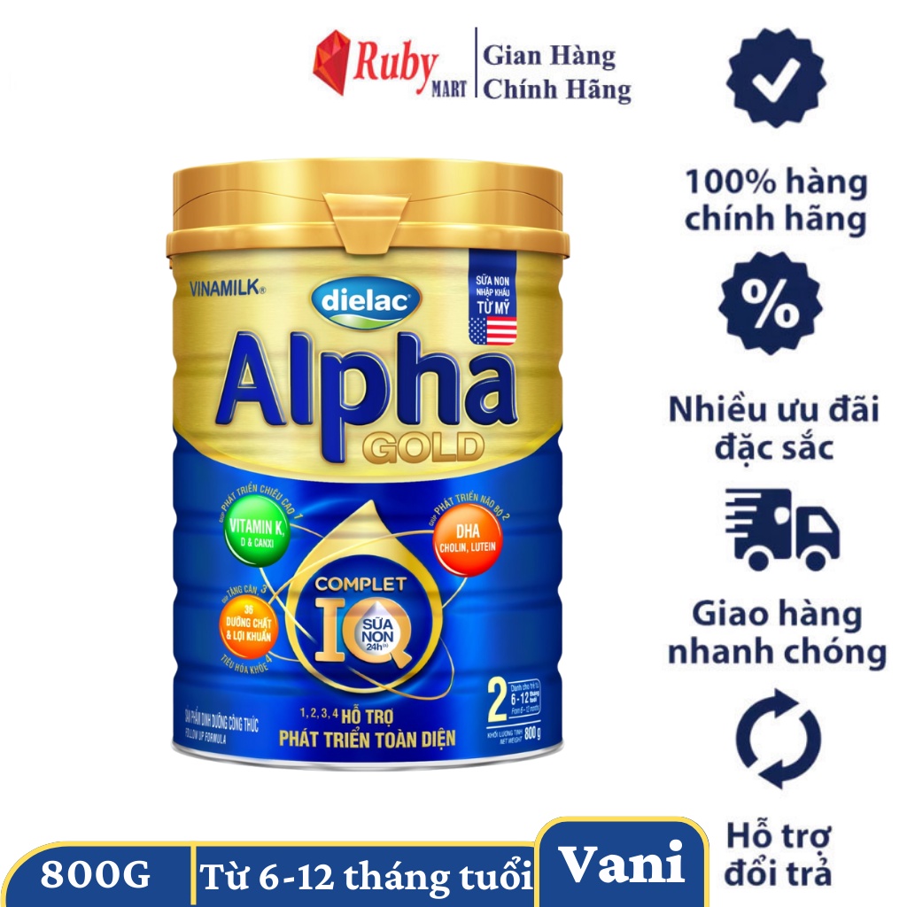 Date T3 25 Sữa bột Dielac Alpha Gold 2 - lon 800g cho trẻ từ 6 - 12 tháng