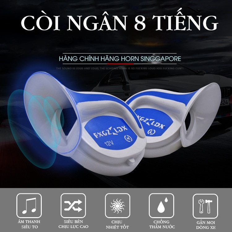 CÒI NGÂN 12V 8TIẾNG TYPER LẮP Ô TÔ XE MÁY còi nhại xe điện  xe máy nhại còi còi xe đạp  Ô TÔ XE MÁY GIÁ 1 CẶP