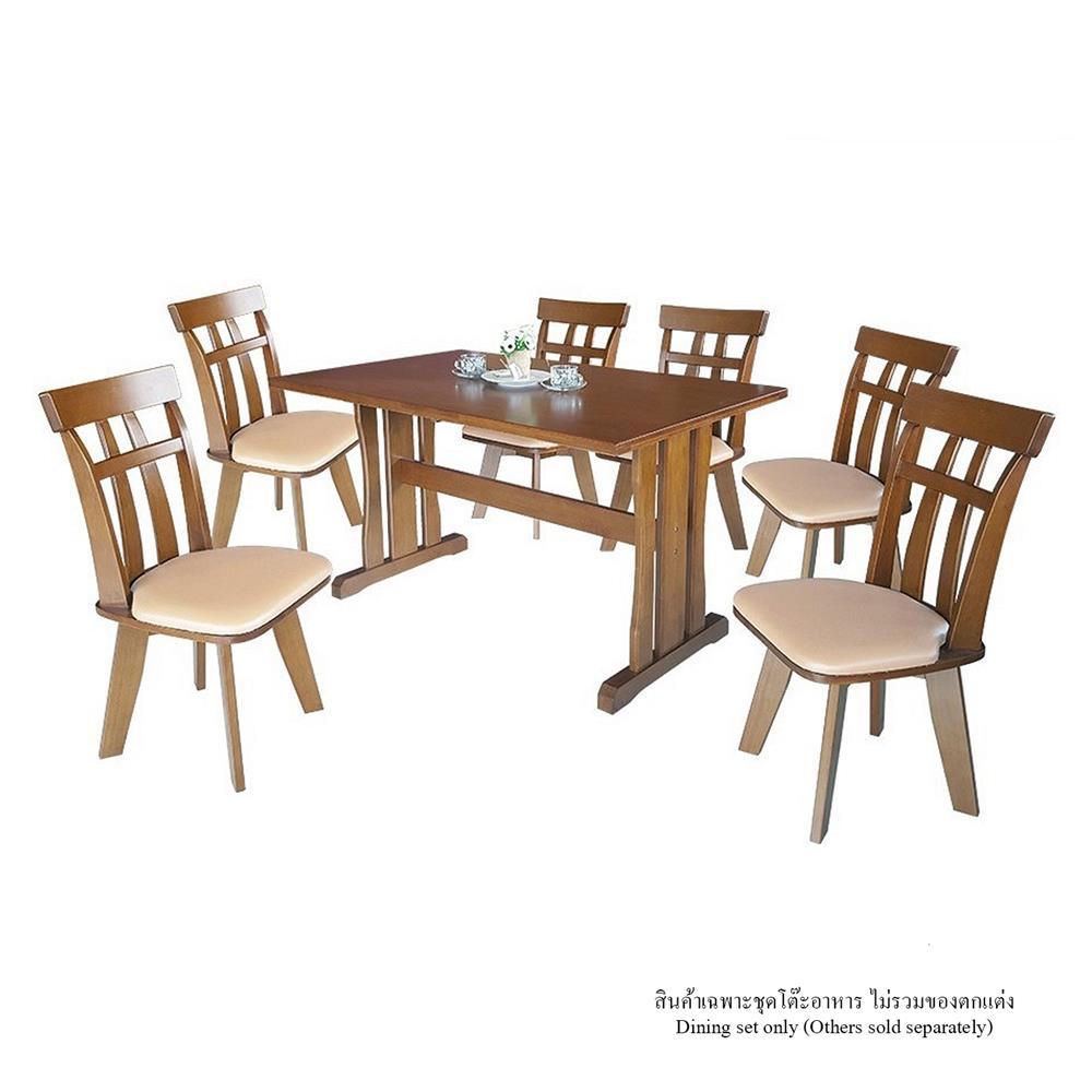 HomePro ชุดโต๊ะอาหารไม้จริง 6 ที่นั่ง พร้อมเก้าอี้หมุนได้ 360 องศา DAMON สี LIGHT WALNUT แบรนด์ FURDINI [รับประกัน 1 ปี] ราคา 22,900 บาท*ส่งฟรี