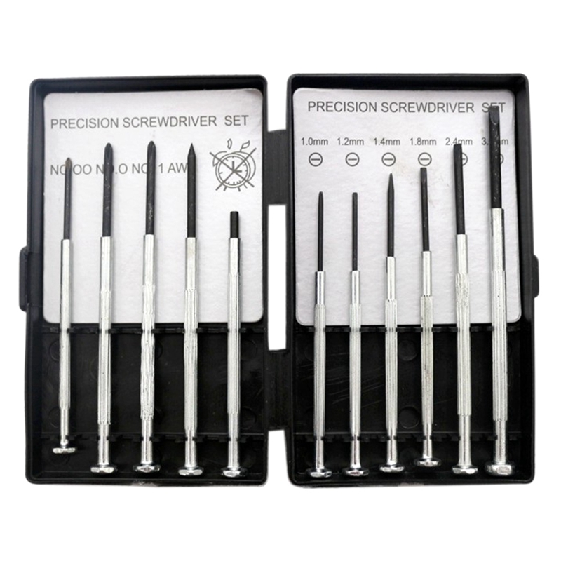 (ZHDV) 11Pcs Precision Mechanical Screwdriver Sets Silver Computer Repair Tool Kit are Suitable for Electronic Products, Clock Tools, Model Making and Glasses.