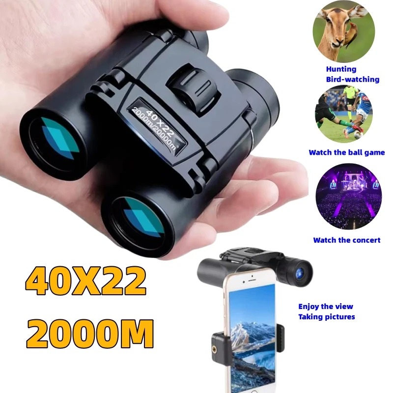 40x22 HD ful Binoculars 2000M Long Range Folding Mini Telescope BAK4 FMC Optics For Sports Outdoor Camping Travel ราคา 383 บาท*ส่งฟรี