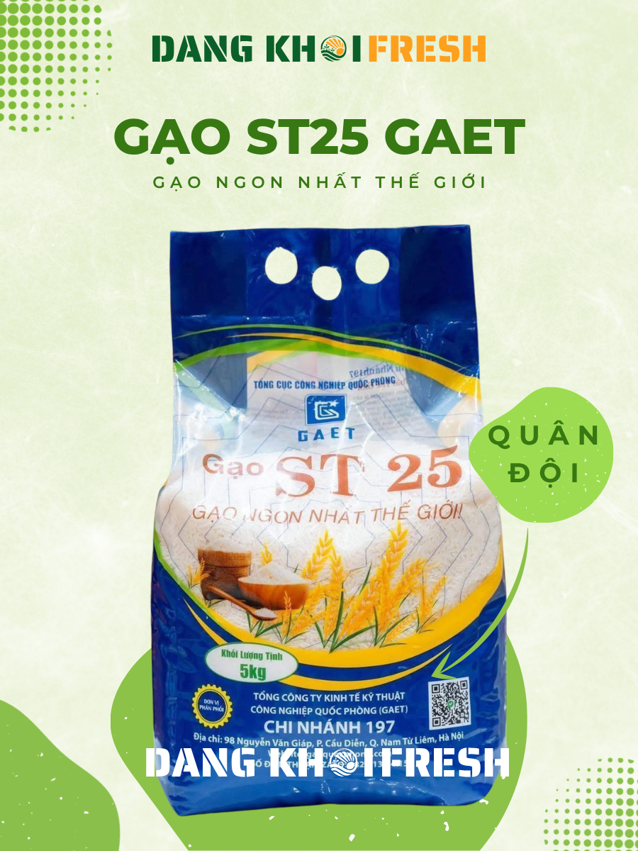 Gạo ST25 chính hãng các loại, Gaọ ST25 GAET 1kg 2kg 5kg