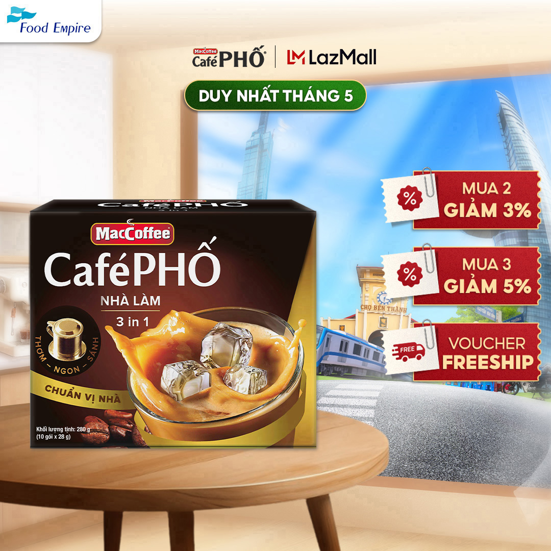 Cà phê Phố Nhà làm - MacCoffee (hộp 10 gói x 28g)