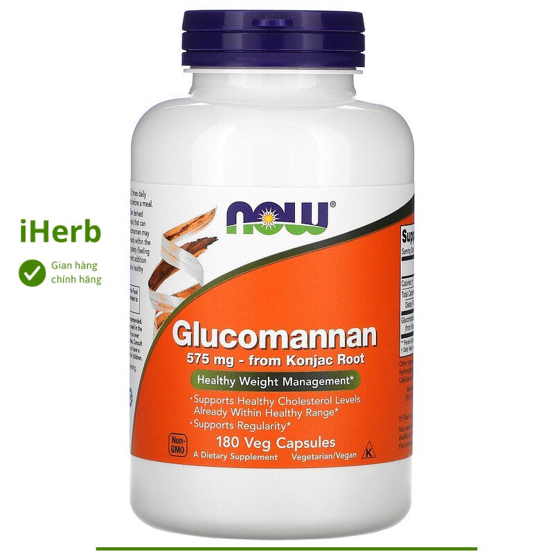 Now Foods, Glucomannan, 575 mg, 180 Veg Capsules - iHerb Vietnam