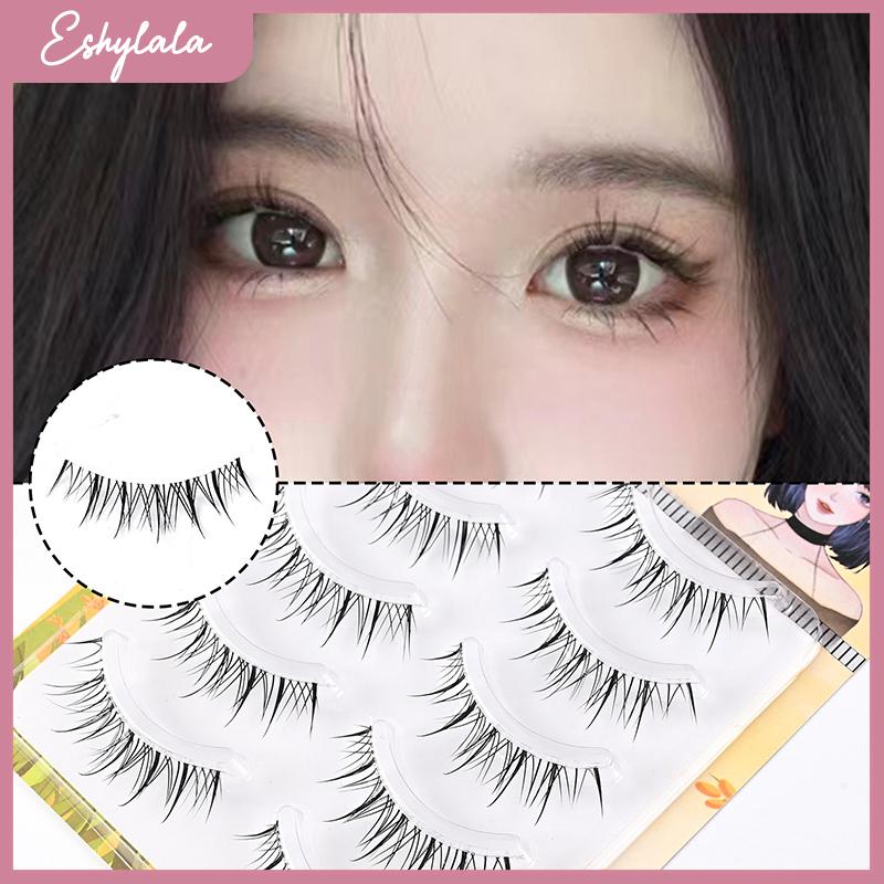 Eshylala Một mảnh rõ ràng gốc lông mi giả năm cặp nhỏ Quỷ đuôi cá cáo buộc xiên bay cô gái lười biếng nhóm Lông mi giả