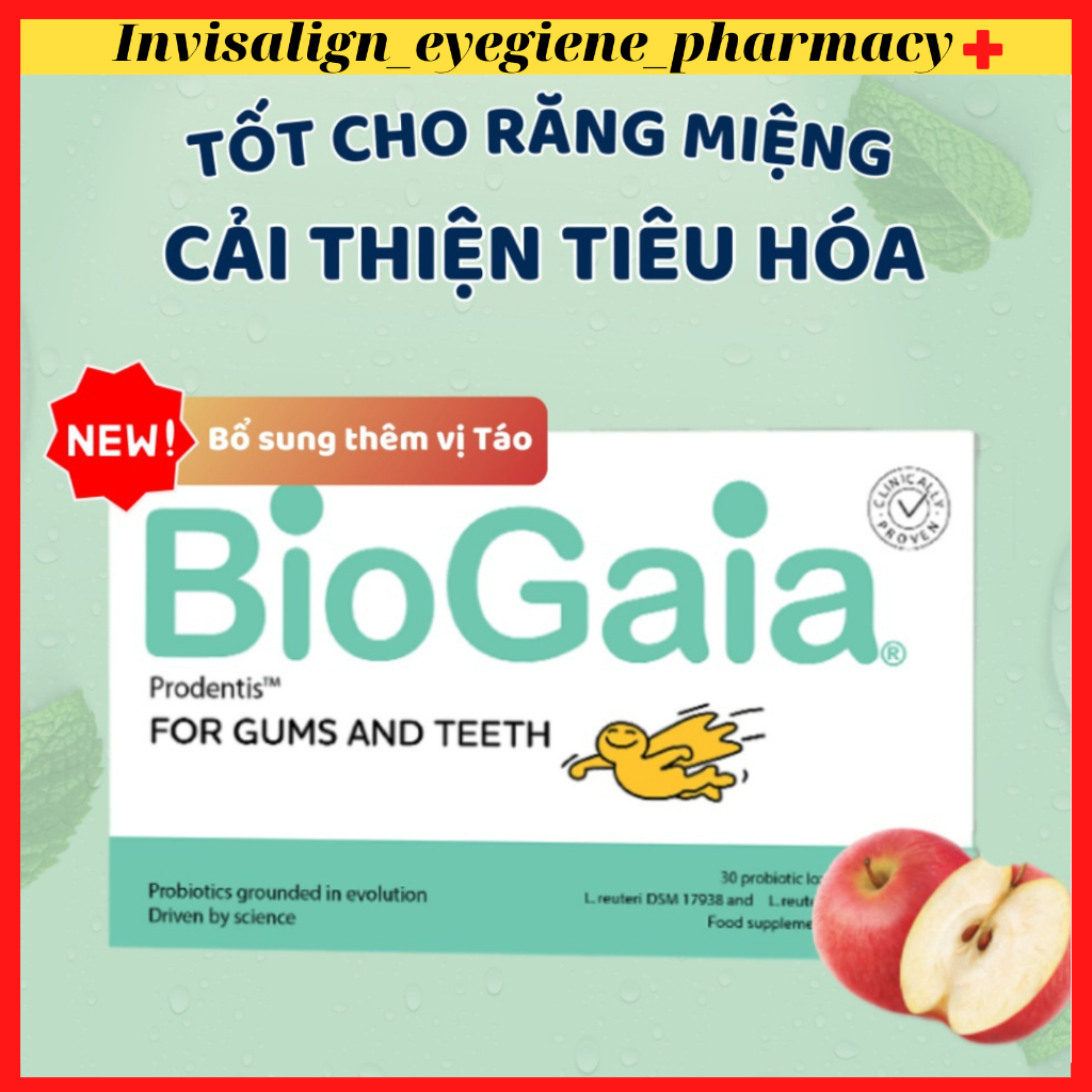 [Vị Táo - Hàng Chính Hãng] Viên ngậm men vi sinh nha khoa BioGaia ProDentis Hết hôi miệng, bổ sung l