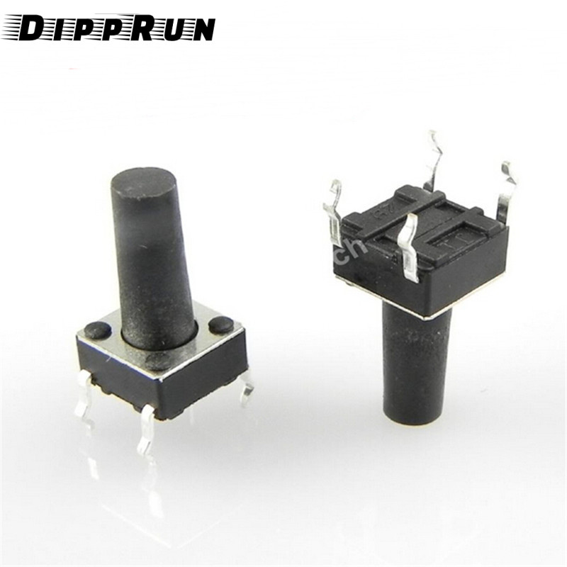 Dipprun 20/50/100PCS 6x6x13 xúc giác công tắc bấm dạng đẩy 4 pins công tắc kích hoạt siêu nhỏ Dip nút chuyển mạch chuyển đổi thông qua-Lỗ