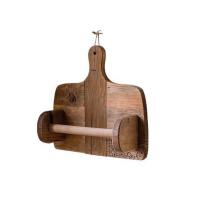 TIEZI STUDIO Natural Wood Roll Paper Holder Cutting Board Shape Wall Mounted Tissue Paper Holder Wall Hanging Rack Vintage Toilet Paper Holder for Home