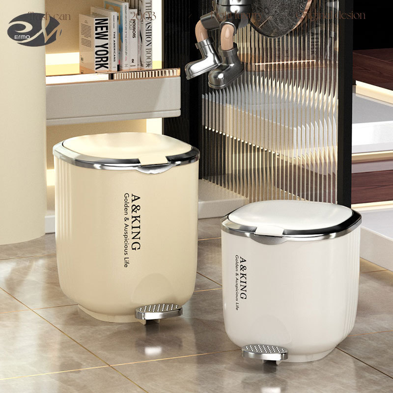 Household double open garbage bin, high aesthetic value, light luxury, bathroom, living room, paper basket, large capacity with lid, foot operated garbage bin ราคา 434 บาท*ส่งฟรี