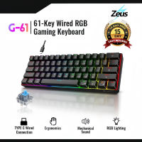 Zeus 61 Key Wired Type C Mechanical Keyboard With Blue Switch RGB Gaming Portable Keyboard G-61