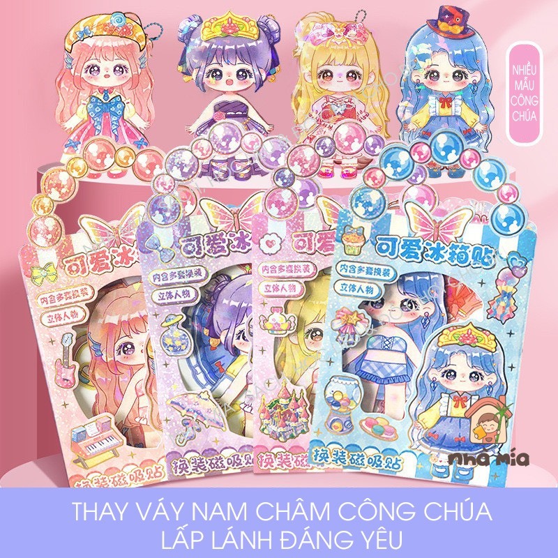 Thay đồ búp bê có nam châm, thay váy nam châm công chúa, kuromi Đồ chơi búp bê giấy thay đồ có nam châm dễ thương