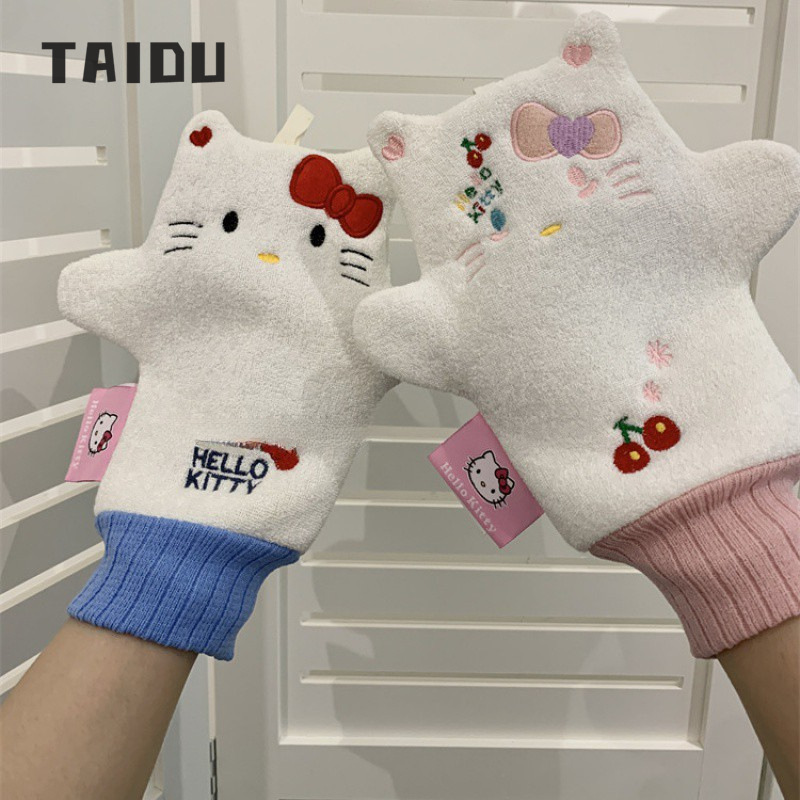 Cute cartoon kitten bath towel cartoon new style girly home bathing gloves soft and not harmful to the skin ราคา 71 บาท*ส่งฟรี