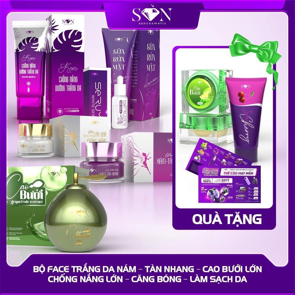 COMBO Kem Face SON Nguyễn Tiên, Dưỡng Trắng Ngừa Nám Ngừa Mụn