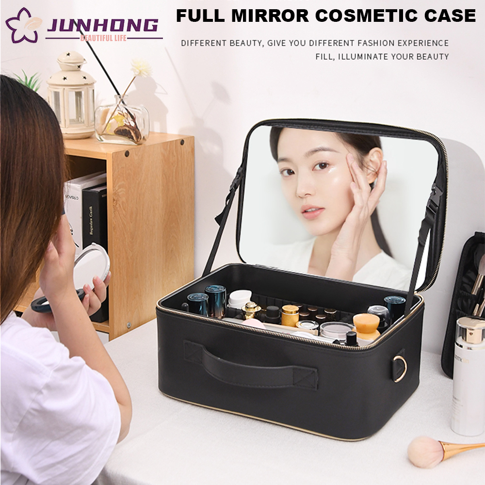 Hộp đựng đồ trang điểm di động Túi trang điểm có gương Dung tích lớn Nghệ sĩ trang điểm chuyên nghiệp Hộp đựng Hộp lưu trữ