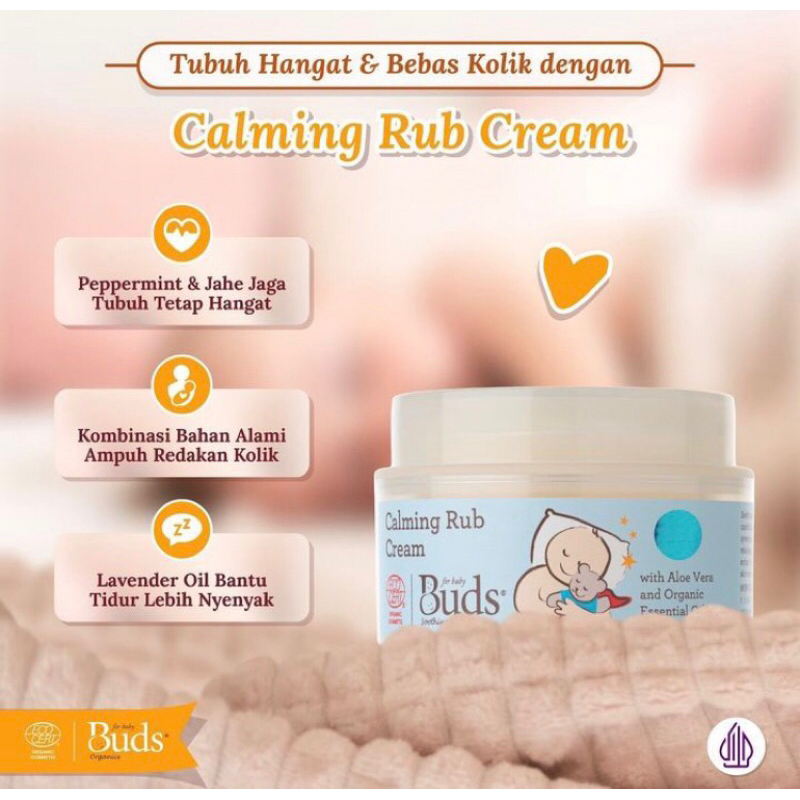 BUDS ORGANICS CALMING TUMMY RUB CREAM JAR 30ML / KRIM ANTI KOLIK BAYI / KRIM PENGGANTI MINYAK TELOM