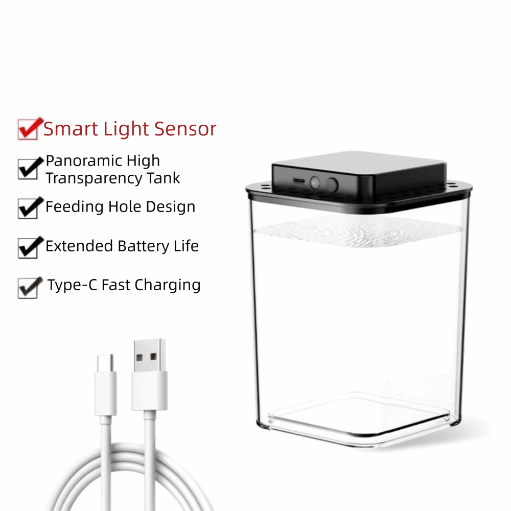 ZEIIE Trong suốt Bể cá để bàn Đèn LED cảm biến thông minh Tự tuần hoàn Cá vàng nhỏ Tan  Đồ trang trí bàn Hộp trưng bày mô hình Trang chủ - 2