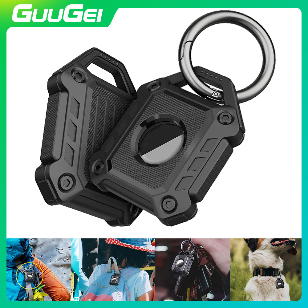 GUUGEI For ios Air Tag Locator Soft Silicone Protective Cover Waterproof Anti-lost Anti-scratch TPU Case With Keychain Accessories ราคา 79 บาท*ส่งฟรี
