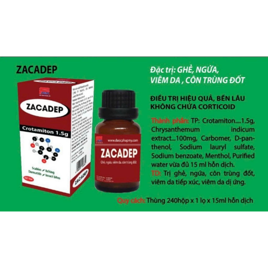 zacadep ghẻ ngứa viem da, côn trùng đốt viem da dị ứng vi no