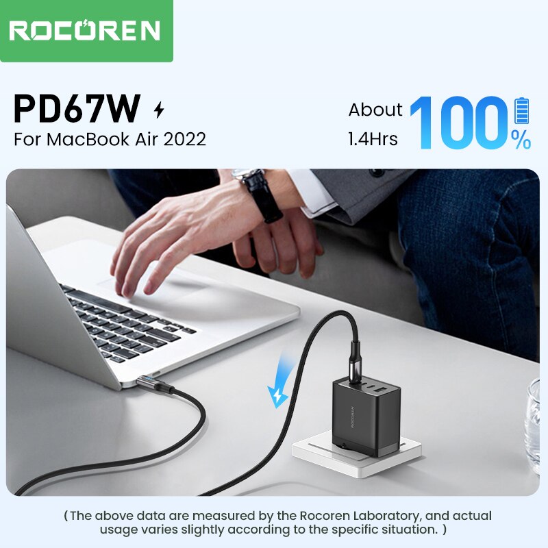 {hot} Rocoren 67W GaN Charger Quick Charge 4.0 3.0 Type C PD USB Charger with QC 4.0 3.0 Portable Fa