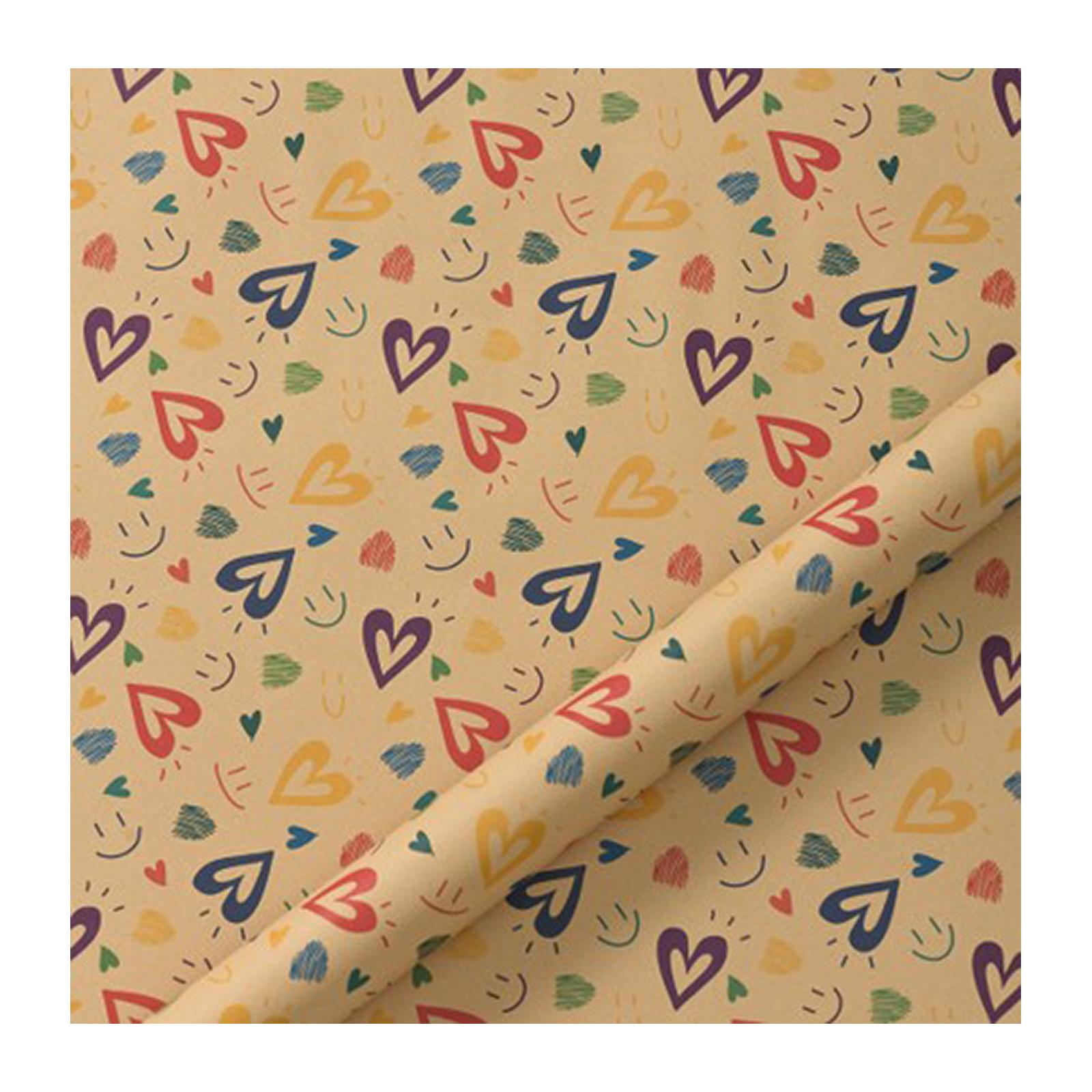 CGS Printed Kraft Wrapping Paper (5pcs) - Smiley Heart
