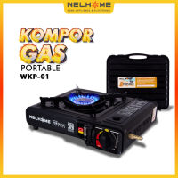WELHOME Picnic Portable Gas Burner Kompor Portable untuk Camping & Hiking Desain Compact Ringan Dilengkapi Koper Hitam WKP 001