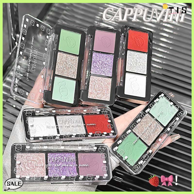 Follow Get New【TIS】 Cappuvini Ba Màu Mắt Bóng Màu Tím Màu Xanh Lá Cây Màu Đỏ Quyến Rũ Undercover Bột Bảng Màu Làm Nổi Bật Tự Nhiên Nudes Trang Điểm Long Lanh Phấn Mắt