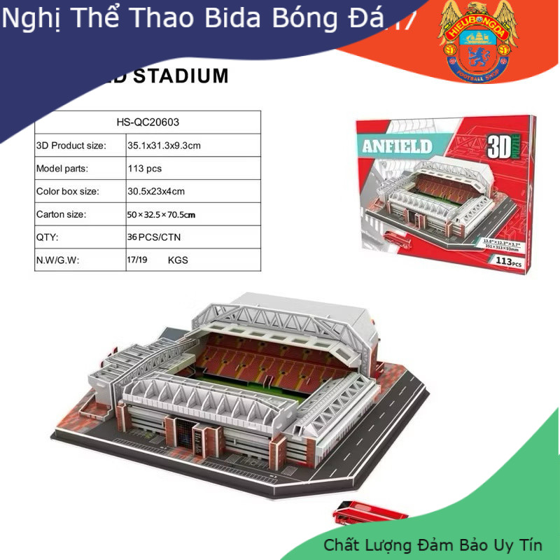 Mô hình sân vận động bóng đá SVĐ Anfield Liverpool đồ chơi lắp ghép sân vận động bóng đá mô hình lego giấy 3D độc đáo - Nghị Thể Thao Bóng Đá Bida