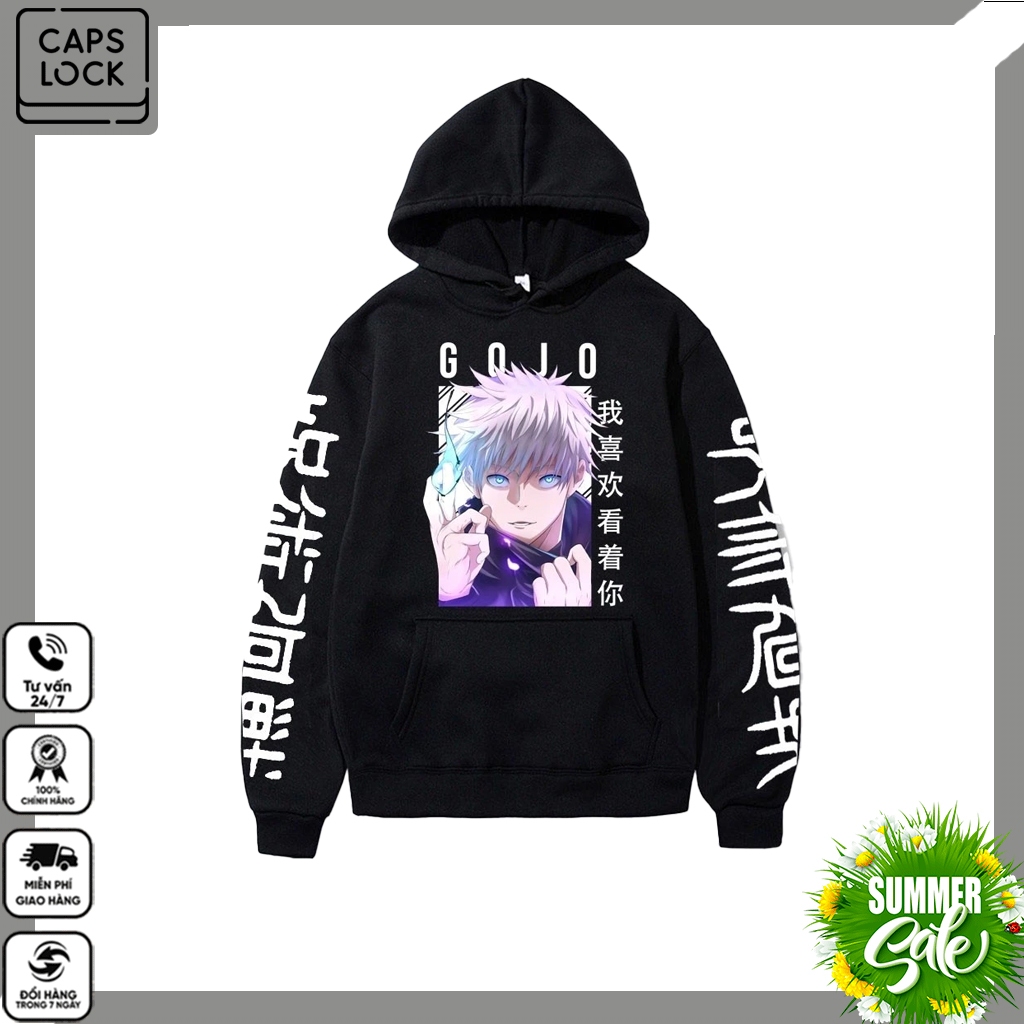 Áo Hoodie Oversize Anime Jujutsu Kaisen - Gojo Satoru Inumaki Toge Ryumen Sukuna - Nỉ bông Thu Đông