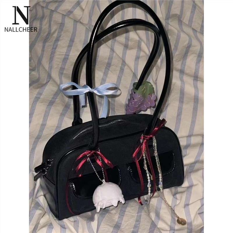 NALLCHEER standoil bag chubby bag Women's handbag vintage shoulder bag fashion Korean bowling bag