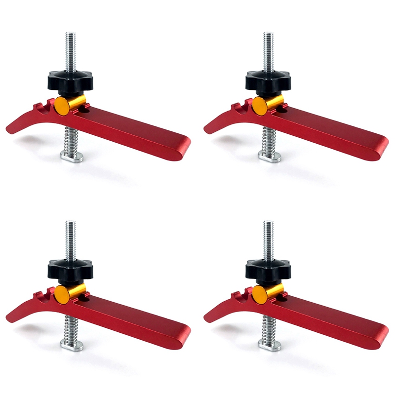 (TEBM) 4X Woodworking T-Track Hold Down Clamp Set Aluminum T-Slot Table Workbench Wood Fixture Jig Clamping Blocks Platen B