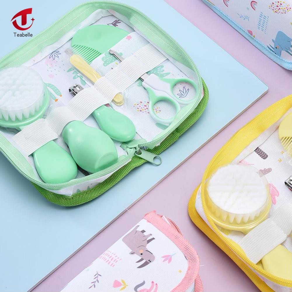 Teabelle 6Pcs trẻ sơ sinh Bộ chăm sóc Với túi lưu trữ Máy hút mũi kéo cắt móng tay Lược chải tóc dụng cụ làm sạch Bộ Trẻ Sơ Sinh Quà Tặng Trẻ Em Bộ chăm sóc sức khỏe Bộ chăm sóc
