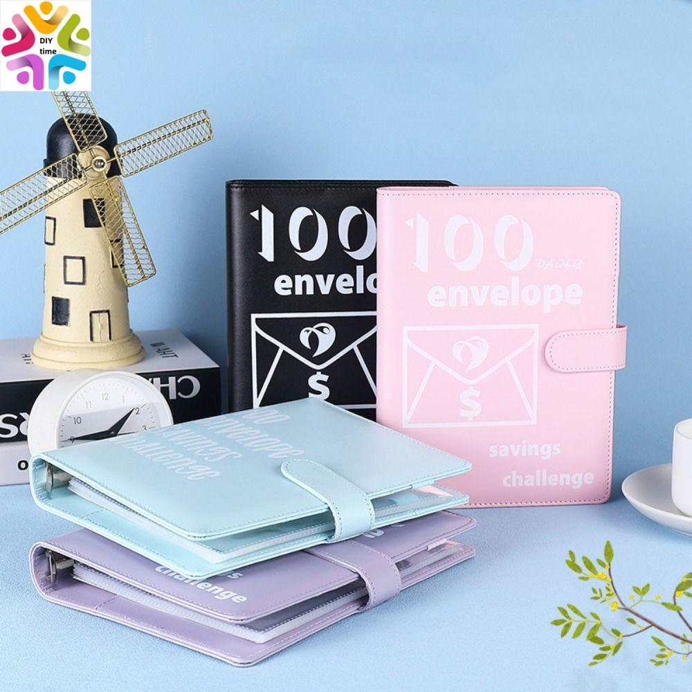 TSEVD Tu luyện thói quen Bìa cứng thử thách phong bì 100 Với phong bì tiền Tiết kiệm tiền Quản Lý Tài Chính Tiết kiệm tiền Nhiều túi Túi đựng hóa đơn Chất kết dính cho ngân sách