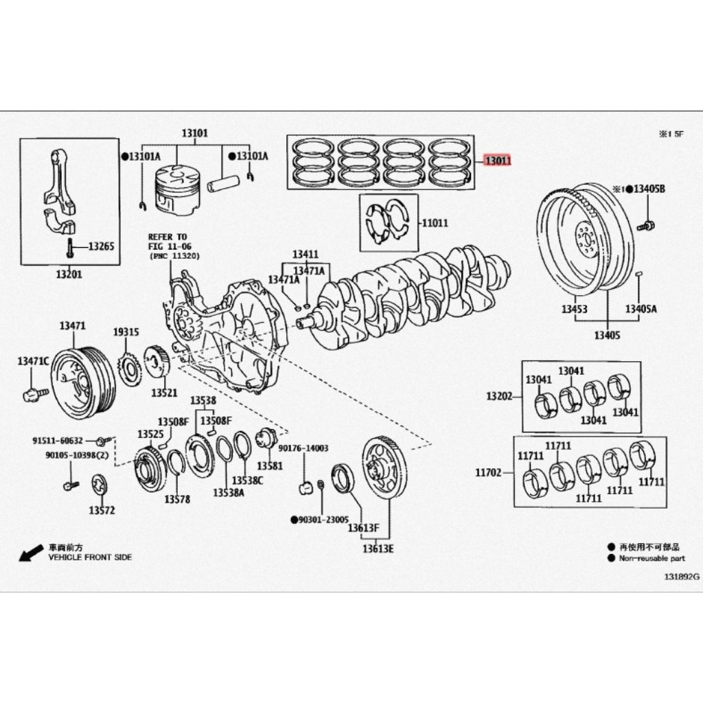 Ring Piston Set Hiace commuter 2KD 2500cc 2011-2015 Original 13011-0L070 Harga 1,640,000 rupiah*Gratis Ongkir