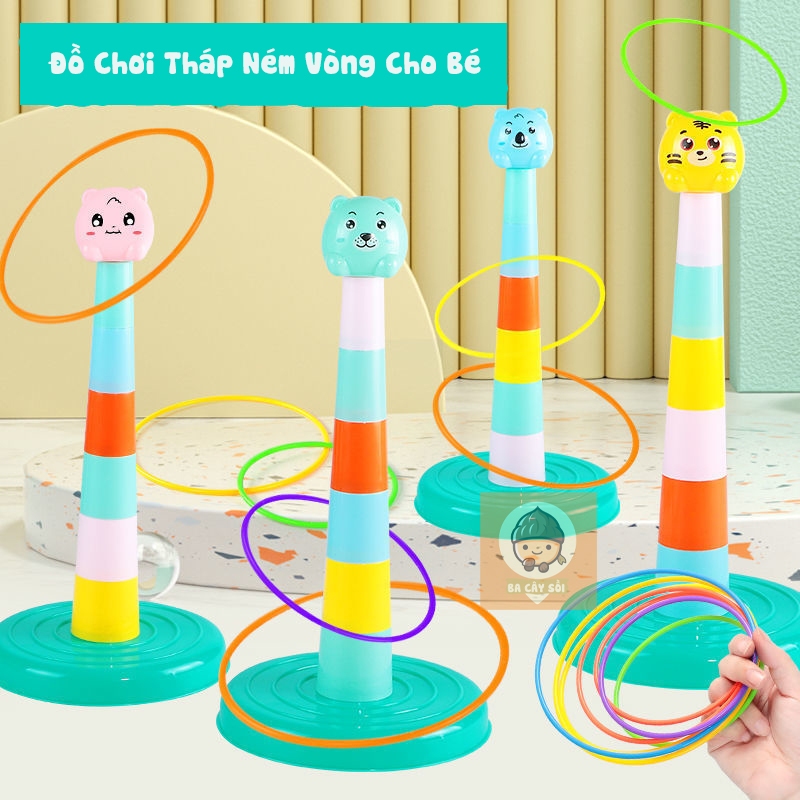 Bộ đồ chơi tháp ném vòng, xếp chồng học số giúp bé hoạt động thể chất và rèn luyện vận động cho bé
