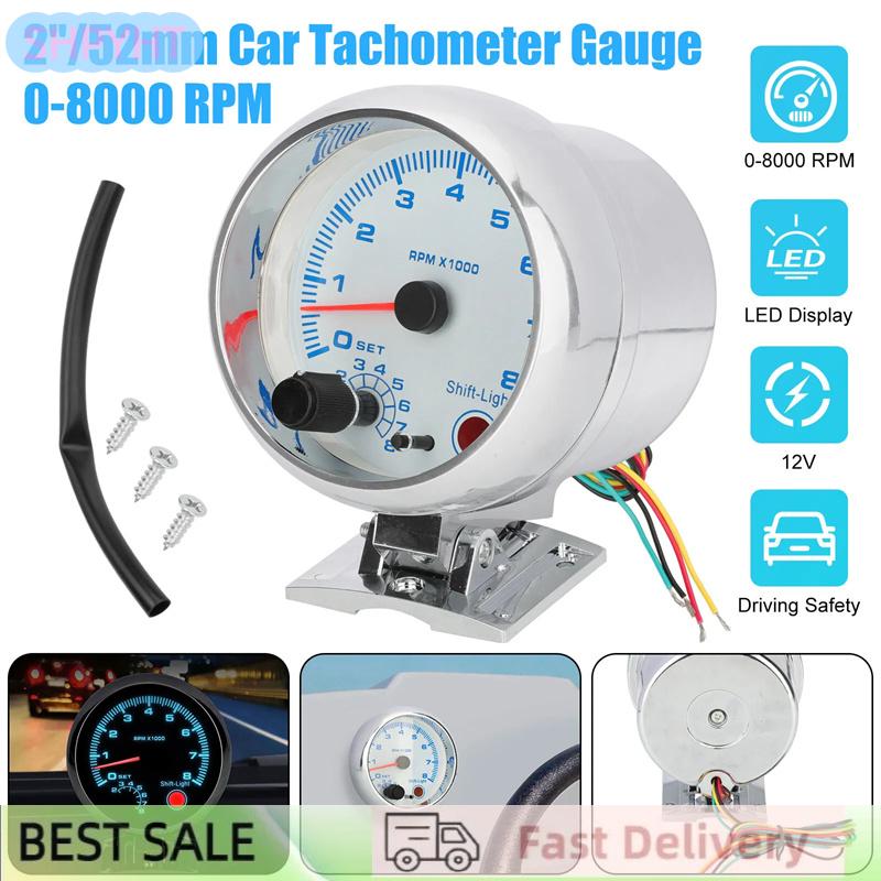 SHPYHT เครื่องวัดความเร็วรอบสีเงินอเนกประสงค์3.75นิ้ว, เครื่องวัดความเร็วรอบ0-8000รอบต่อนาทีเป็น0 8000รอบต่อนาที ราคา 508 บาท*ส่งฟรี