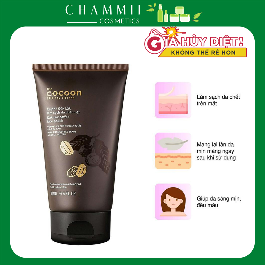 Tẩy da chết cho mặt Cocoon Chiết xuất cà phê Đắk Lắk tẩy tế bào chết 150ml