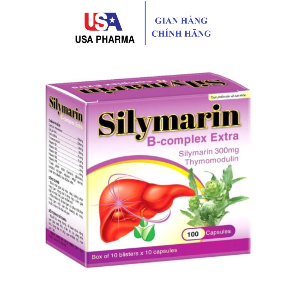 Bổ gan Silymarin B Complex Extra màu tím hỗ trợ giải độc gan, bảo vệ gan - Hộp 100 viên
