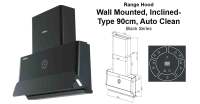 Hafele Frankfurt Wall Mounted Hood with Touch Control 90cm - Black