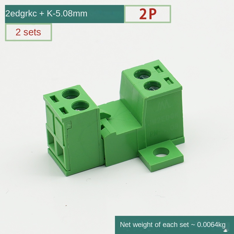 [2EDGRKC-5.08] Đầu Nối Dây Không Hàn 2P (2 Bộ) - Ổ Cắm Khóa Bảng Zhixing | 2-24P 5.08mm 300V 10A | Tự Động Hóa & Điện Tử