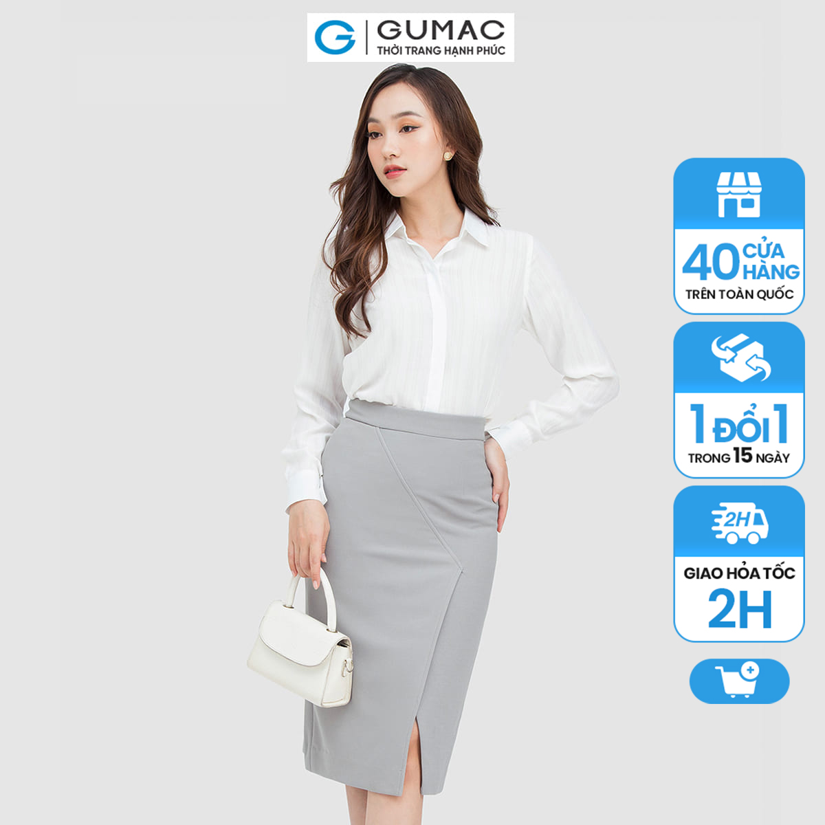 Chân váy nữ gumac vc05049 , chân váy ôm công sở xẻ phối kéo