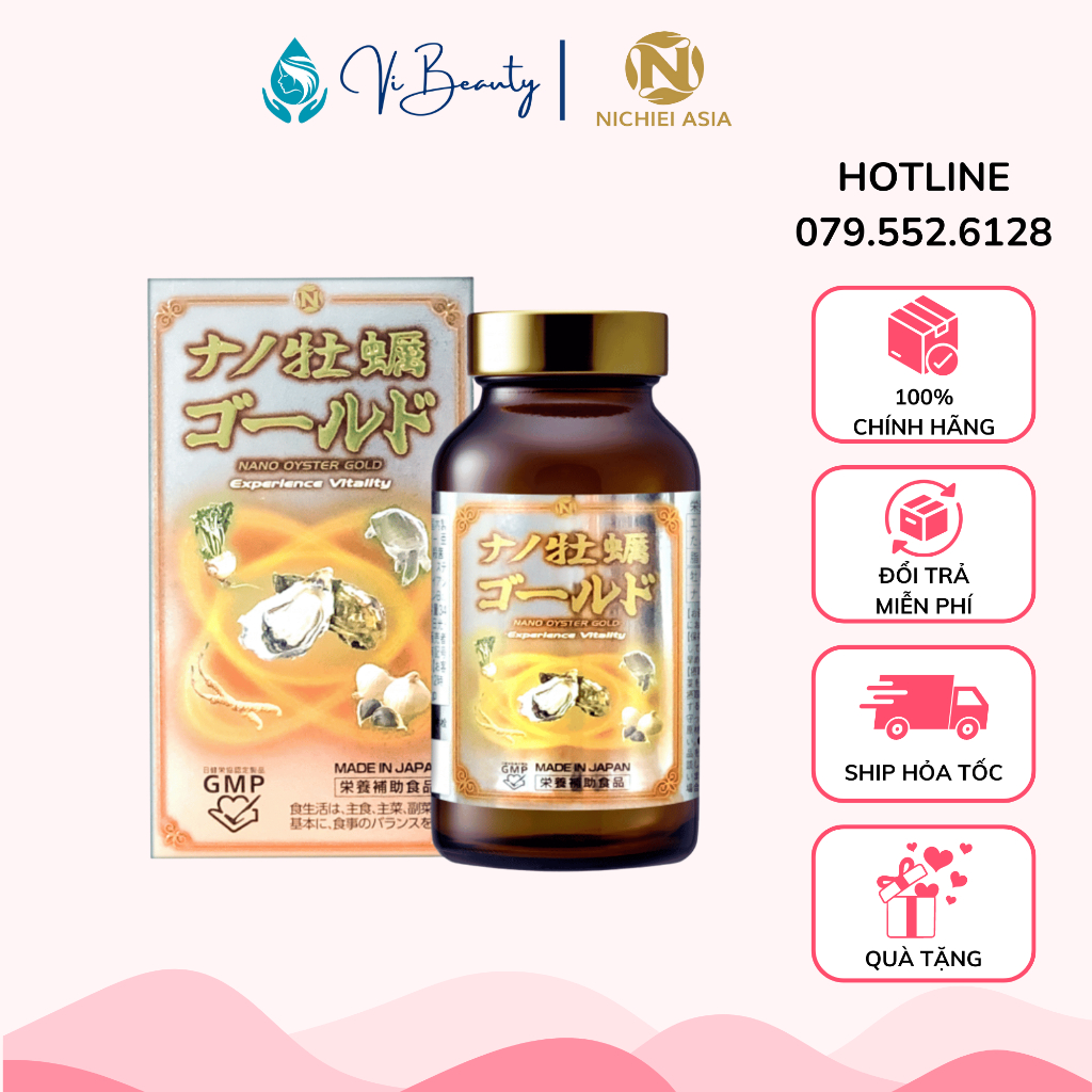 Viên Uống Hàu Nano Gold NICHIEI BUSSAN 120 Viên Nhật Bản - Tăng Cường Sinh Lý Nam Tăng Cơ Tăng Cường
