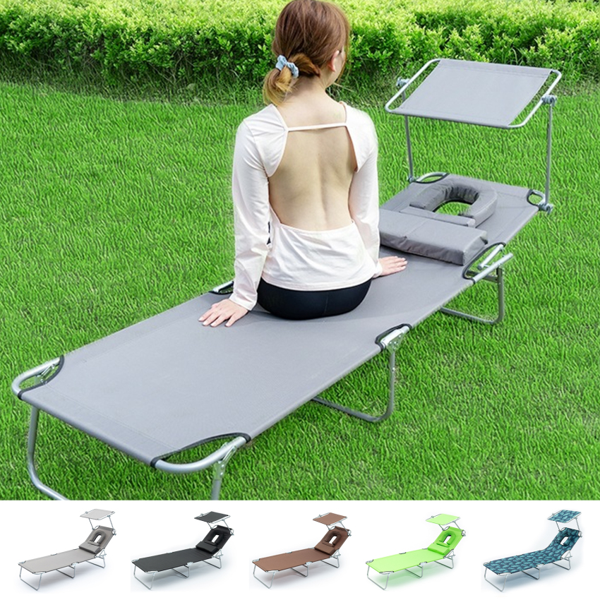 Outdoor Sunbathing Lounge Chair - Adjustable Backrest Folding Tanning Bed For Balcony/Garden, Breathable Mesh Lying Chair With Headrest ราคา 2,793 บาท*ส่งฟรี