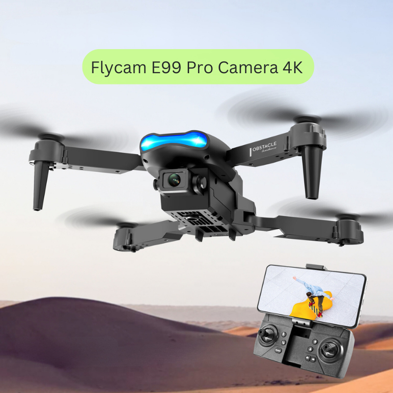 Flycam Giá Rẻ E99 Pro, Camera 4K, Tự Động Tránh Vật Thể, Có Đèn LED, Pin 10-15 Phút, Có Hướng Dẫn Sử Dụng